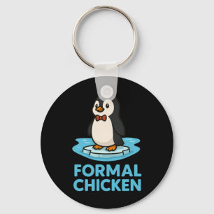 Formele Kip Grappige Pinguïn Op Ijs Dieren Grap Pu Sleutelhanger