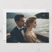 Formele Klassieke Blauwe Kam Monogram Bruiloft Fot Save The Date (Achterkant)