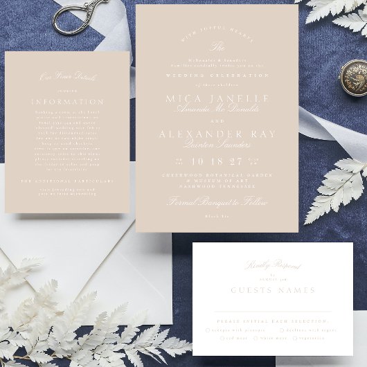 Formele Klassieke Blush Roze Kalligrafie Bruiloft RSVP Kaartje