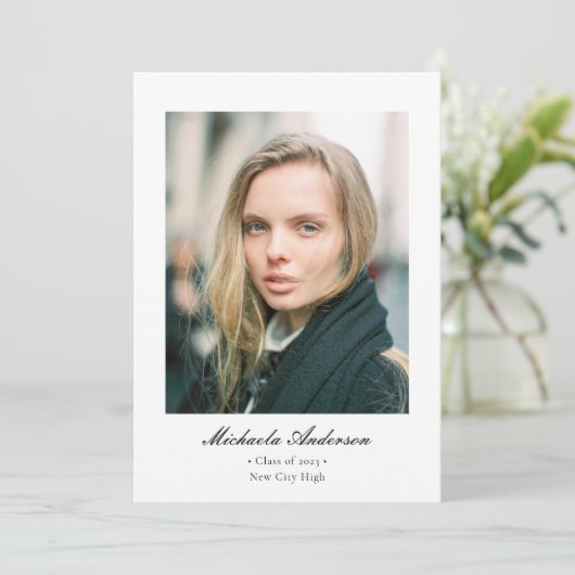 Formele klassieke elegante foto-Afstuderen Aankondiging (Staand voorkant)