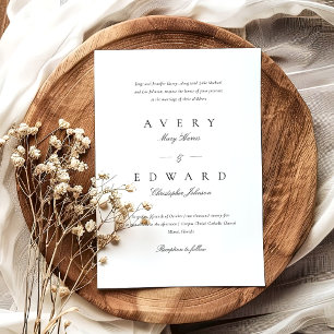 Formele Klassieke Elegante Zwart Wit Minimal Weddi Kaart
