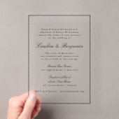 Formele klassieke grens Manuscript Elegant Wedding Acryl Uitnodigingen (Insitu (Draagbaar))