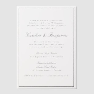 Formele klassieke grens Manuscript Elegant Wedding Vellum Uitnodigingen