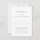 Formele Klassieke Maroon Bourgondische kalligrafie RSVP Kaartje (Voorkant)