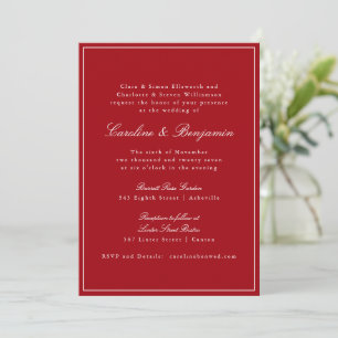 Formele Klassieke Rode Script Elegante Trouw-RSVP Kaart