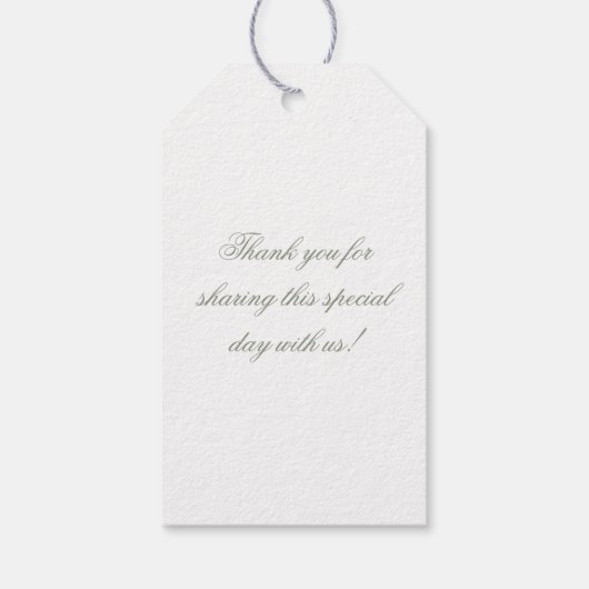 Formele klassieke Sage Green Monogram Script Weddi Cadeaulabel (Achterkant)