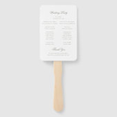 Formele klassieke Sage Green Script Wedding Progra Handwaaier (Achterkant)