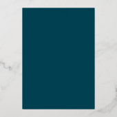 Formele Klassieke Teal Zilveren Rand Elegante Trou Folie Uitnodiging (Achterkant)