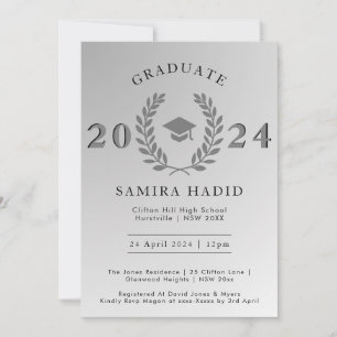 Formele Laurel Wreath Silver Graduation Cap Party Kaart