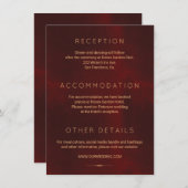 Formele luxe bordeaux gouden bruiloft gasten detai informatiekaartje (Voorkant / Achterkant)