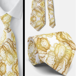 Formele luxe stropdas   Marmer wit & goud