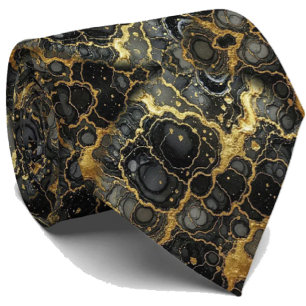 Formele luxe stropdas   Marmer zwart & goud