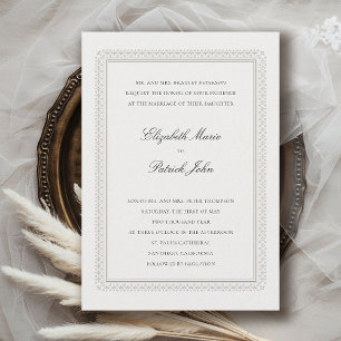 Formele Lys Ivory Moderne Klassieke Elegante Trouw Kaart