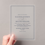 Formele marineblauwklassieke bruiloft acryl uitnodigingen (Insitu (Draagbaar))