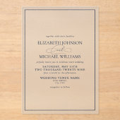 Formele marineblauwklassieke bruiloft acryl uitnodigingen (Voorkant)