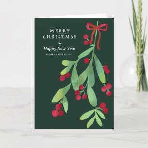 Formele Merry Christmas Mistletoe Corporate Green Feestdagen Kaart