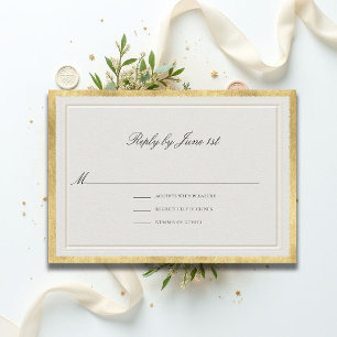 Formele Moderne Klassieke Elegante Gouden Ecru Bru RSVP Kaartje