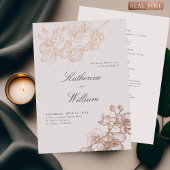 Formele moderne klassieke orchideeën in één huweli folie uitnodiging