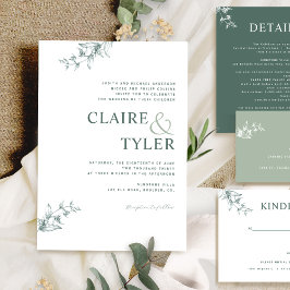 Formele, moderne minimale typografie Green Wedding Kaart