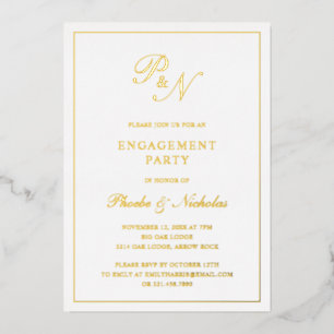 Formele monogram Elegant Engagement Party Gold Folie Uitnodiging