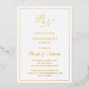 Formele monogram Elegant Engagement Party Gold Folie Uitnodiging