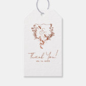 Formele Monogram Floral Crest Wedding Cadeaulabel (Voorkant)