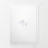 Formele monogram Foto Dusty Blue Elegant Wedding Drieluik Uitnodiging (Cover)
