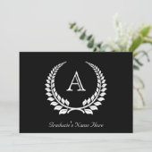 Formele monogram Laurel Black/White Kaart (Staand voorkant)