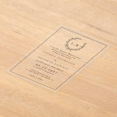 Formele Monogram Leaf Crest Wedding Acryl Uitnodigingen (Laagn)