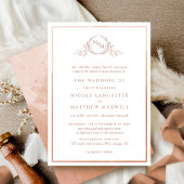 Formele Monogram Terracotta Waterverf Wedding Kaart