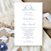 Formele Monogrammed Dusty Blue Wedding-programma