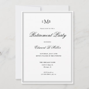 Formele Monogrammed Pensioen Partij Uitnodiging