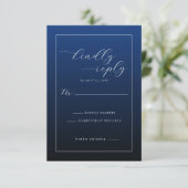 Formele Navy Blauwe RSVP-kaart RSVP Kaartje (Staand voorkant)