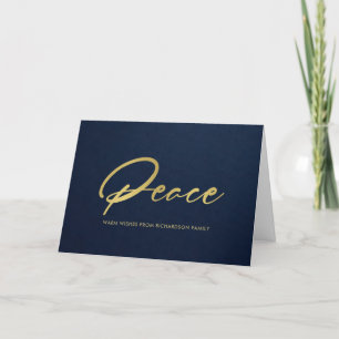 FORMELE NAVY FAUX GOLD MINIMAL CALLIGRAPHY PEACE KAART