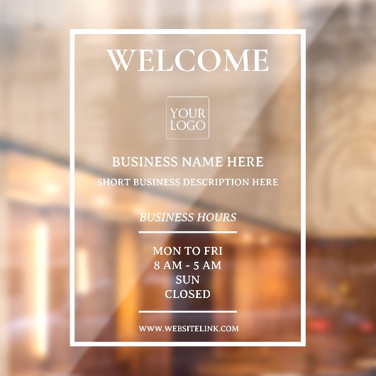 Formele openingsuren van professionele winkel met  raamsticker (Vel 2)