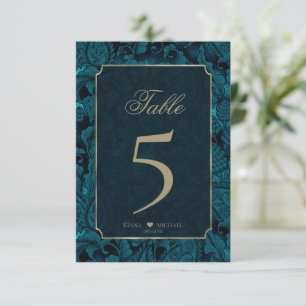 Formele Paisley Tabelnummers Donkere Blauwgroen ID Kaart