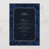 Formele Paisley Wedding Navy Blue ID767 Menu (Voorkant)