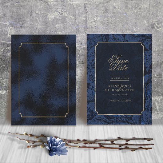Formele Paisley Wedding Navy Blue ID767 Save The Date