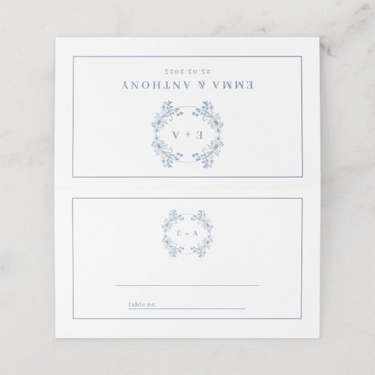 Formele  Periwinkle Monogram Bruiloft (Buitenkant ongevouwen)