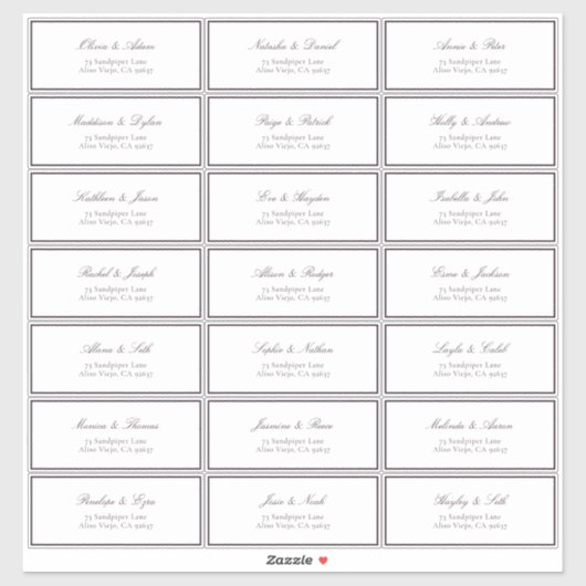 Formele plum Classic Wedding Guest Address Sticker (Vel)
