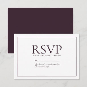 Formele plum Classic Wedding RSVP Kaartje
