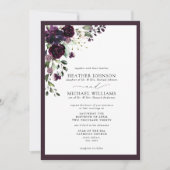 Formele Plum Paars Floral Waterverf Script Kaart (Voorkant)