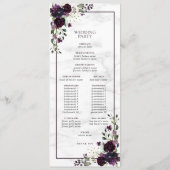 Formele Plum Paarse Waterverf bruiloft programma (Achterkant)