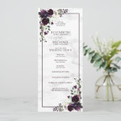 Formele Plum Paarse Waterverf bruiloft programma (Staand voorkant)