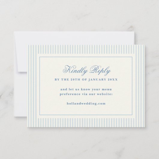 Formele Preppy Blauwe Strepen RSVP Online Website (Voorkant)