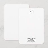 Formele Professionele Zaken Twee Monogram Bedankkaart (Voorkant / Achterkant)