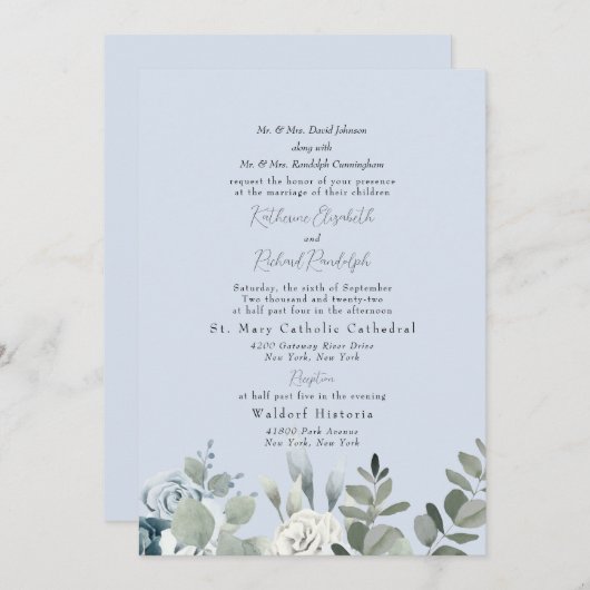 Formele puistblauw beide ouders bruiloft II Kaart (Voorkant / Achterkant)