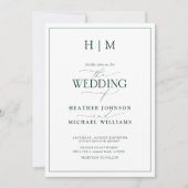 Formele QR-code Emerald Green Monogram Weddenschap Kaart (Voorkant)