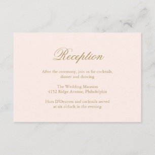 Formele receptie Elegant Gold Blush Wedding Informatiekaartje