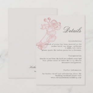 Formele Roze Orchidee Huwelijksdetails Bijlagekaar Informatiekaartje